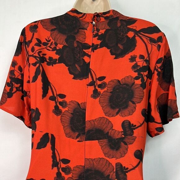 ASOS keyhole black and burnt orange flutter sleeve dress size 6 - Picture 9 of 15